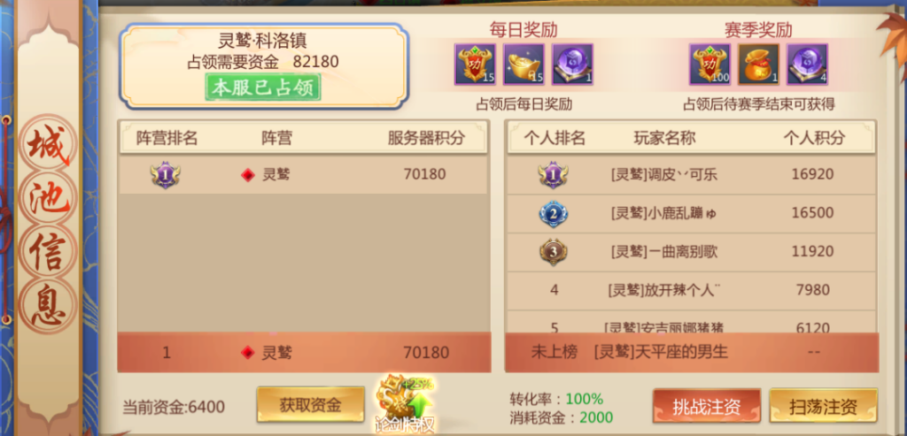 九灵神域州府争夺界面